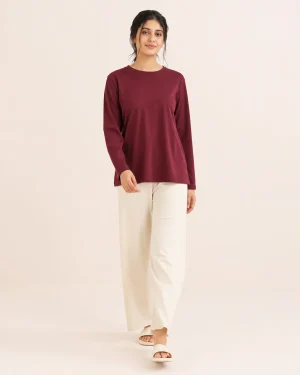 elrare burgundy ivory contrast lounge front view