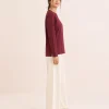 elrare burgundy ivory contrast lounge side view