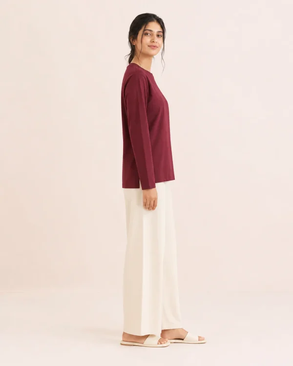 elrare burgundy ivory contrast lounge side view