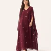 elrare burgundy petal kaftan front view