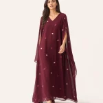 elrare burgundy petal kaftan front view