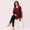 elrare burgundy petal tunic seated