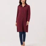 elrare burgundy shirt tunic front view