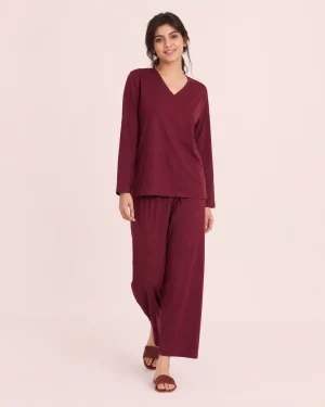 elrare burgundy solid lounge front view