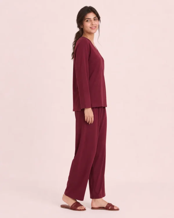 elrare burgundy solid lounge side view