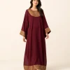 elrare burgundy zari kaftan front view