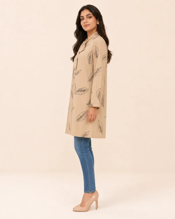 elrare camel ink leaf tunic side view