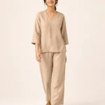 elrare camel linen solid lounge front view