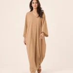 elrare camel solid kaftan front view