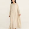 elrare champagne pearl kaftan front view