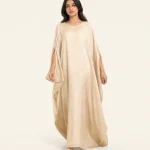 elrare champagne solid kaftan front view