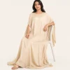 elrare champagne solid kaftan seated