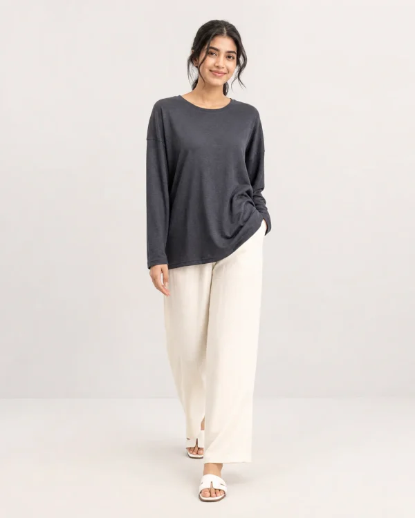 elrare charcoal ivory contrast lounge front view