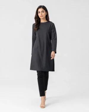 elrare charcoal plain tunic front view