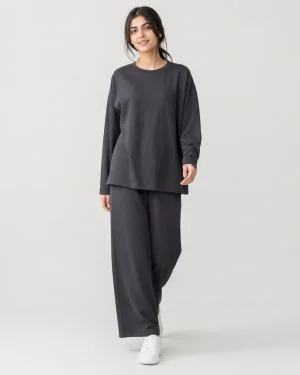elrare charcoal solid lounge front view