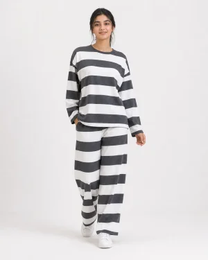 elrare charcoal wide stripe lounge front view