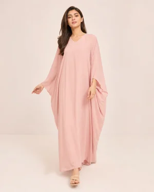 elrare clay pink solid kaftan front view