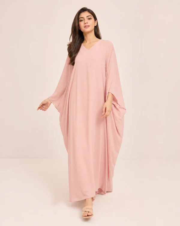 elrare clay pink solid kaftan front view