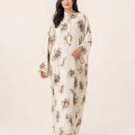 elrare cream coffee floral kaftan front view