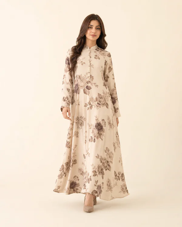 elrare cream coffee floral maxi front view