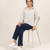 elrare cream navy stripe lounge seated