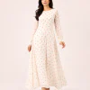 elrare cream pink ditsy maxi front view