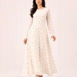 elrare cream pink ditsy maxi front view