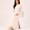 elrare cream pink ditsy maxi seated