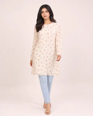 elrare cream pink ditsy tunic front view
