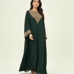 elrare deep green karchobi kaftan front view