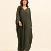 elrare deep moss solid kaftan front view