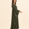 elrare deep moss solid kaftan side view