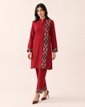 elrare deep red ikat panel coords front view