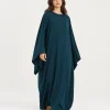 elrare deep teal solid kaftan front view
