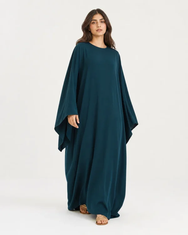 elrare deep teal solid kaftan front view