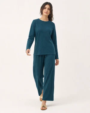 elrare deep teal solid lounge front view