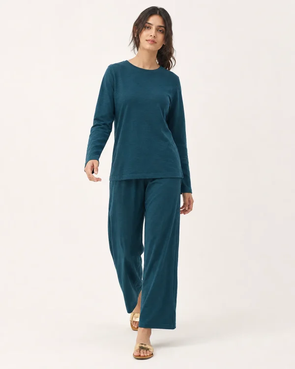 elrare deep teal solid lounge front view