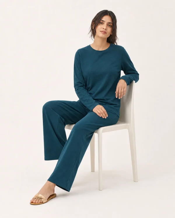 elrare deep teal solid lounge seated