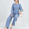 elrare dusty blue ribbed lounge seated