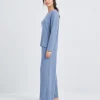 elrare dusty blue ribbed lounge side view