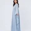 elrare dusty blue schiffli kaftan side view