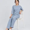 elrare dusty blue solid lounge seated
