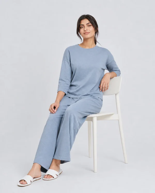 elrare dusty blue solid lounge seated