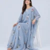 elrare dusty blue watercolor kaftan seated