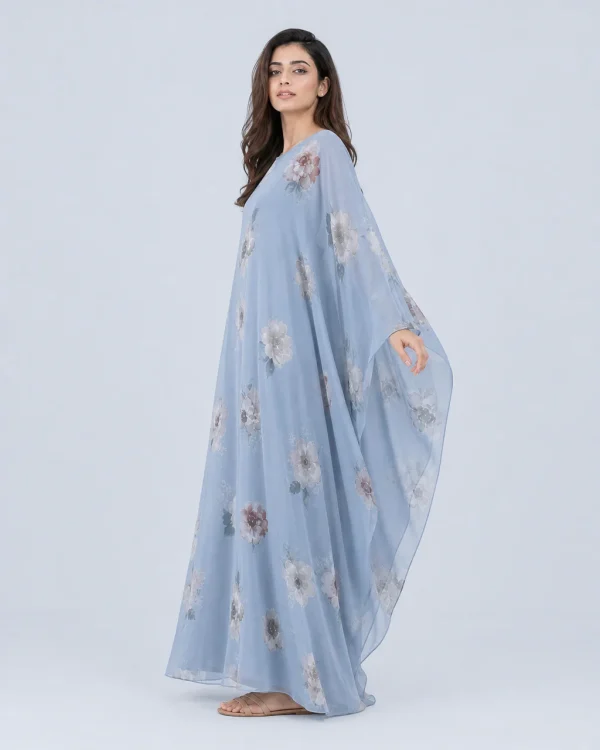 elrare dusty blue watercolor kaftan side view