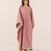elrare dusty rose gota kaftan front view