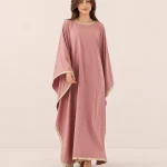 elrare dusty rose gota kaftan front view