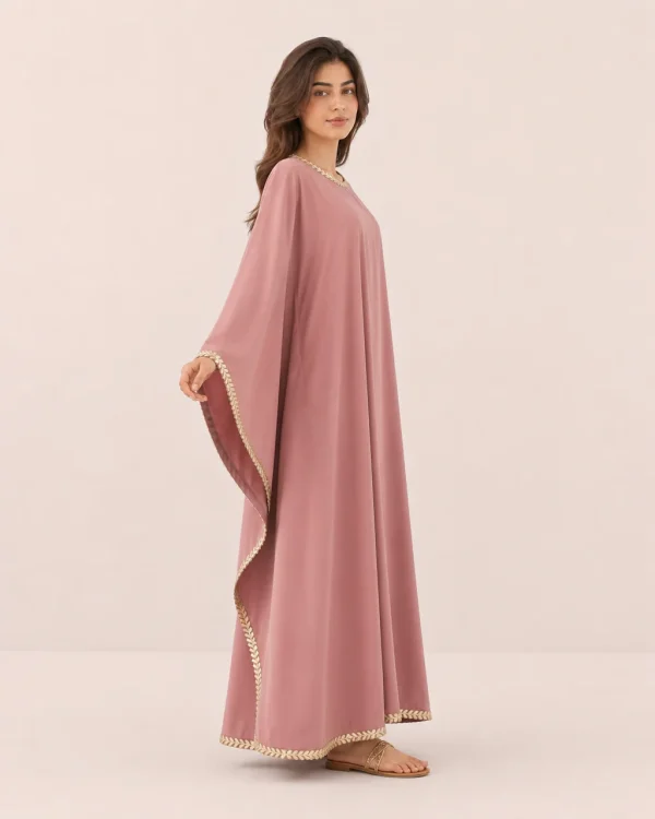 elrare dusty rose gota kaftan side view