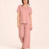 elrare dusty rose pom trim lounge front view