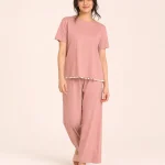 elrare dusty rose pom trim lounge front view